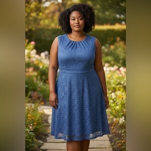 Liz Claiborne Royal Blue Lace Midi Dress – Size 18 | Elegant & Flattering